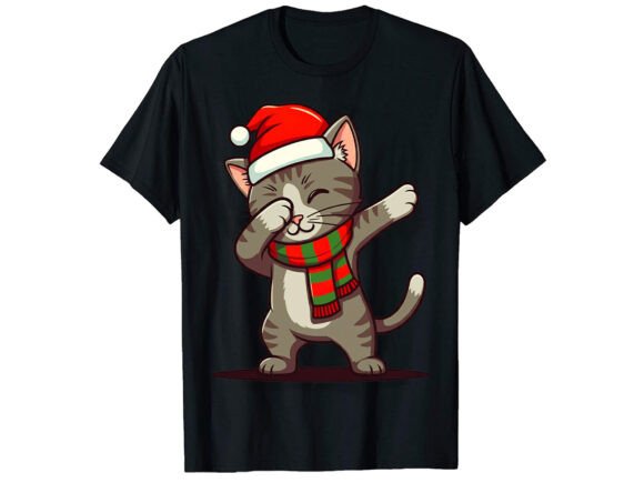 Dabbing Cat Santa: A Festive Embroidery Design for Kids