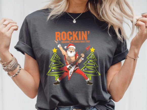 Santa Guitar Rockin Christmas Tree Funny Embroidery Review